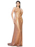 Bliss 3D Flower Applique Rhinestone Bead Sequin Accent Slit Gown for Women, Sizes XS-3XL - SophiasStyle.com